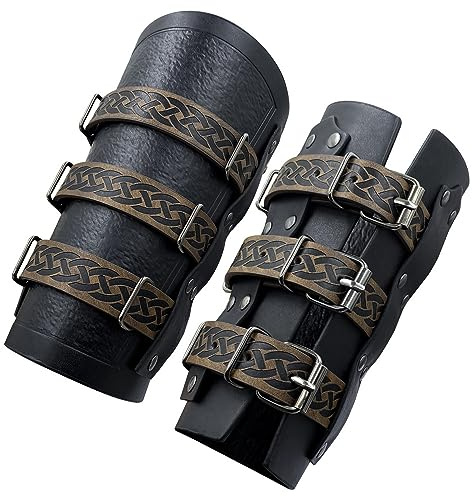 1 par konstlädervärmare, medeltid- och renässansarmskydd, vikingar-riddararmstöd (svart)