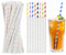Pajitas de papel desechables, 19,7 x 0,6 cm, paquete individual, tiras de color, 400 unidades