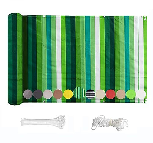 QINGLV Sichtschutz/Balkon 60x1000cm Verkleidung FüR Balkon Terrasse Zaun Wasserdicht Wetterfester Sichtschutz FüR Maschendrahtzaun Mit Nylon Kabelbinder Und Kordel -Grün Weiß