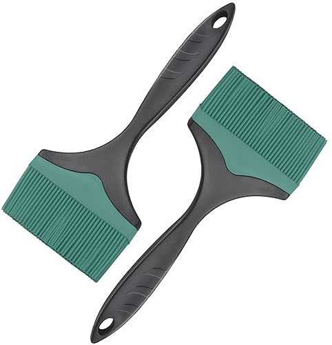 Large Silicone Grill Basting Brush - 3.95inch Extra Wide Silicone Basting Brush for Grilling,Heat Resistant Brushes Spread Oil Butter Sauce for Cooking Baking BBQ,Dishwasher Safe（Green 2）