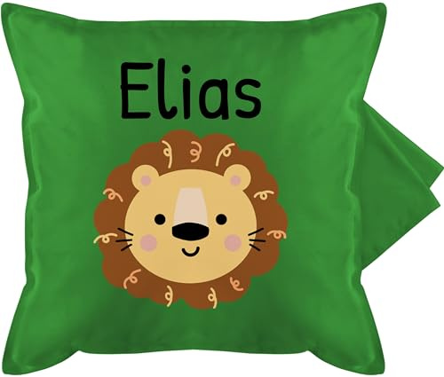 Kissenbezug - Löwen - Süßer Löwe - Kindergarten Kita - 50 x 50 cm - Grün - personalisiertes kissen kinder personalisierte löwenmotiv lowe zierkissen kissenhülle kinderzimmer für tier name