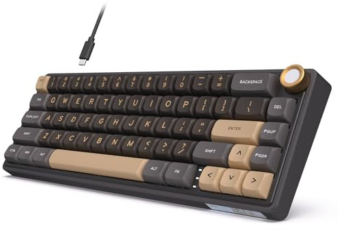 RK ROYAL KLUDGE R65 Wired Gaming Keyboard with Knob, 60% Percent QMK/VIA US Layout RGB Backlit Gasket Mount Mechanical Keyboard with PBT Keycaps, MDA Profile, 66 Keys Hot Swappable Cream Switch, Black