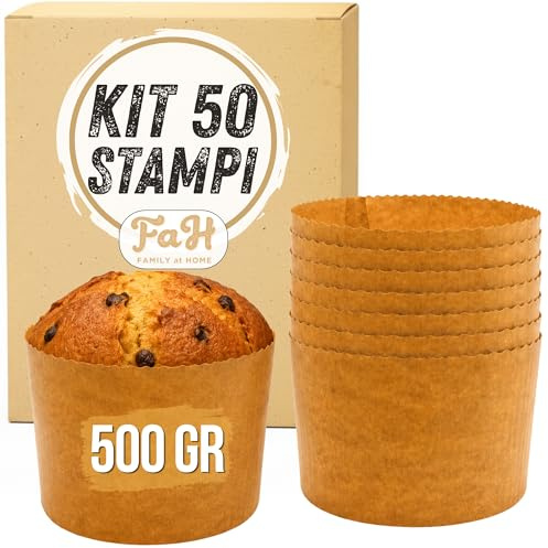 Panettone-Form, 500 g, 50 Stück - Professionelle Papier-Panettone-Förmchen aus reinem Zellstoff, Formen für Paska, Kulich, Backformen für Panettoni, hitzebeständig bis 200°C, 500 g Panettone-Form