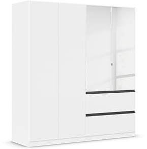 Rauch Möbel Costa, Kleiderschrank, Farbe Weiß, Breite 181 cm | Schrank, 4-türig, Spiegel, 2 Schubladen, Push-to-open, Zubehör Basic, für Schlafzimmer, Kinderzimmer, Babyzimmer, Garderobe