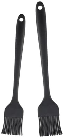 2 Pezzi Pennello da Pasticceria in Silicone, Pennello in Silicone Alimentare, Pennello in Silicone per Barbecue, Set di Pennelli per Olio Resistente Al Calore per Barbecue,Cottura Al Forno (Nero)