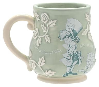 Disney - Alice nel paese delle meraviglie – Tazza in ceramica verde goffrata – Cappellaio Matto – You can always take more than nothing, decorazione e articoli per la casa per cucina, feste in
