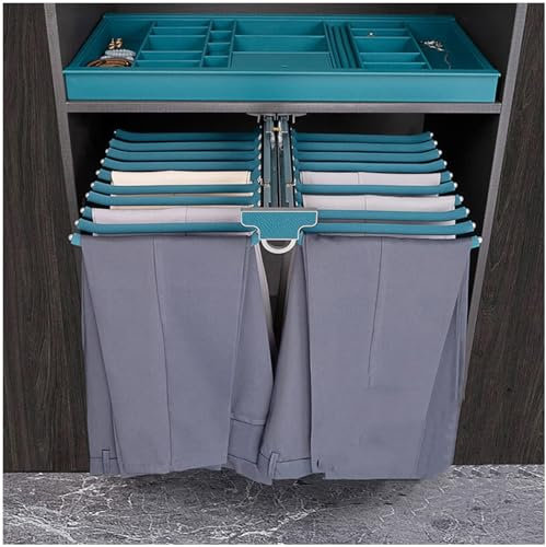 GIVROLDZ 615x460x95cm, Hosenbügel Ausziehbarer, Hosenhalter Ausziehbar Mit Beflockung Für 22 Hosen, Hosen Schrankauszug, Platzsparend Schrank Hosenauszug Kleiderbügel