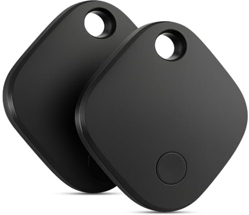 Air Tag Tracker Smart Bluetooth Item Finder - 2 Pack, Compatible with Apple Find My (iOS Only) IP67 Waterproof, Replaceable Battery, Suitable for Luggage, Bags, Wallets, Keys Tracking Tag, Black