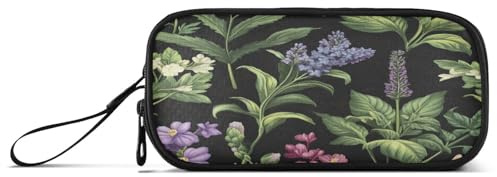 Large Capacity Pencil Cases Teens Pen Case Organizer Cute School Supply with Handle Florals Lavender Begonia Hosta