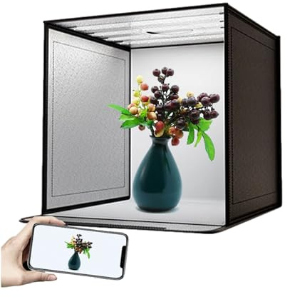 Product Photo Booth Light Box - portatile dimmerabile a LED | Studio fotografico pieghevole 44 x 44 cm per fotografia, scatola luminosa compatta per servizi fotografici per prodotti, oggetti di