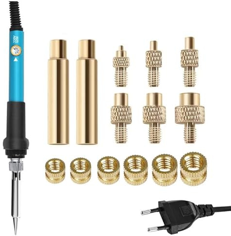 Gewindeeinsätze Lötspitzen Set,60W LED Temperatur Einstellbar Lötkolben mit 130PCS Gewindeeinsätze M2/M3/M4/M5/M6/M8,Lötkolben Einschmelzhilfe, Lötkolbenspitzen,Lötkopfadapter (mit 130PCS A)