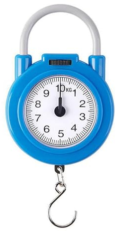 Zeigerschnellwaage, 10 kg Manuelle Gepäckwaage Federwaage Federzugwaage mit Gepäckhaken Hängewaage (BLUE)