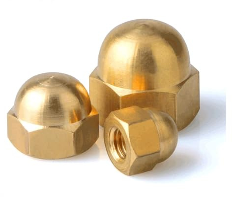 DeVow DIN1587 Hutmuttern M3 M4 M5 M6 M8 M10 M12 M14 M16 M20 M24 304 Edelstahl Schwarz Nylon Messing Kappenabdeckung Dome Blindmuttern(Brass,M6 (20pcs))