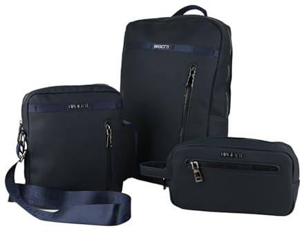 Biagiotti Homme Ensemble 3 Pièces avec Sac à Dos PC, Pochette et Sacoche Homme, en PU Imperméable, Style Décontracté et Élégant