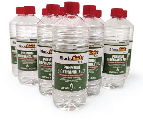 Black Rock Grill Bioethanol Fuel 12L (12 x 1L) - Fire Pits & Fireplaces | High-purity, eco-friendly odourless bioethanol fuel for fireplaces, stoves, spirit burners & fire pits. Indoor & outdoor use.