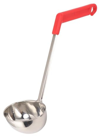 Louche à soupe en acier inoxydable avec poignée incurvée, outil de cuisine multifonctionnel pour la cuisine domestique et les cuisines professionnelles, conception ergonomique, (240ML)