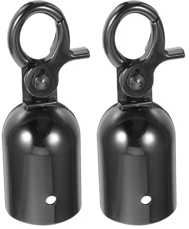 Homoyoyo Embout de Corde avec Mousqueton 28 Mm en Alliage de Zinc Noir Brillant, Lot de 2 Pièces, Butée de Crochet pour Barrières de Sécurité, Fixation Extérieure pour Poteaux et Rambardes