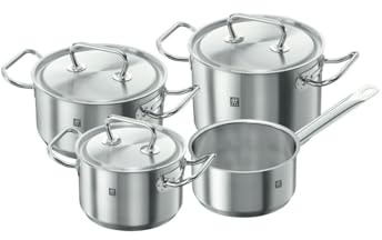ZWILLING Cooking Pot Set, 4 pcs, 3 Lids, Suitable for induction, Stainless Steel, Twin Classic, Silver