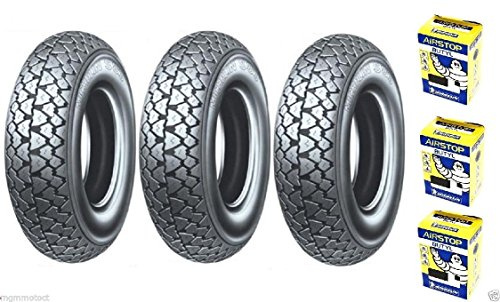 Drei Reifen Michelin S83 3.50 10 59J + Luftschlauch Ape 50