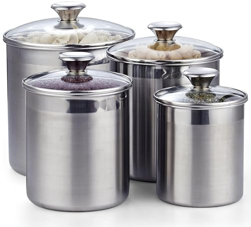 Cooks Standard 02553 4-Piece Canister Set, 18-10 Steel, Stainless Steel