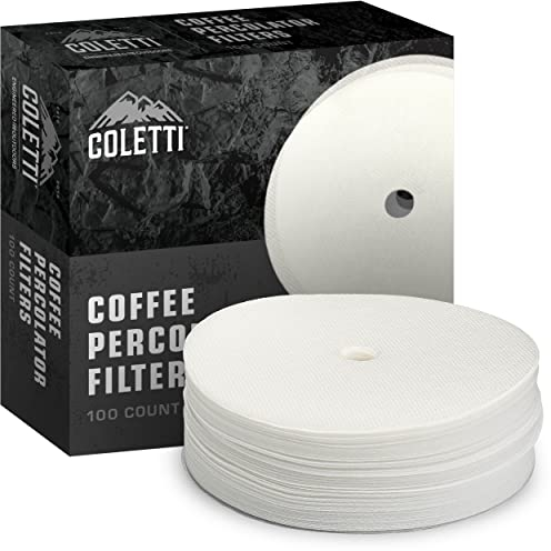 COLETTI Bozeman Percolator Coffee Filters 3.75in – 100 Disc Coffee Filters For Percolators – Premium (White - Synthetic, 3.75”)