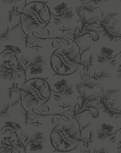 Prachtvoll edle Barock Tapete mit edlem floralem Muster in grau - Vlies Tapete Ornamente - Klassische GMM Design Tapete als Wand Dekoration für edle Wohnakzente (Höhe 3m Breite 46,5cm)