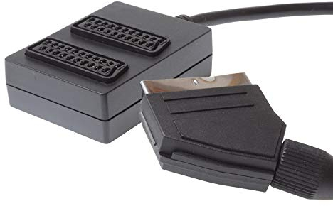 S/CONN maximum connectivity Scart-Verteiler vollverschaltet Kabelverschalter 2-Fach - 1x Stecker/2x Buchse - Splitter - schwarz 0,5m