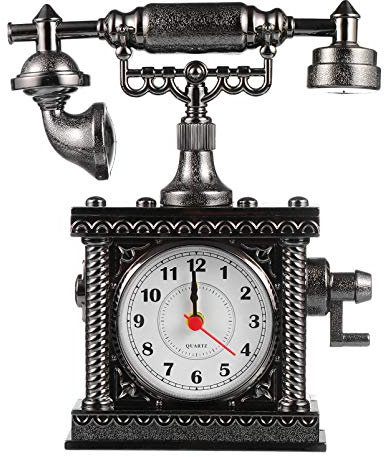 BESPORTBLE Mesa Telefono Reloj Vintage De Mesa Reloj Mini de Escritorio Color Aleatorio Figura Retro Mueble Oficina Decorativo Forma Telefono