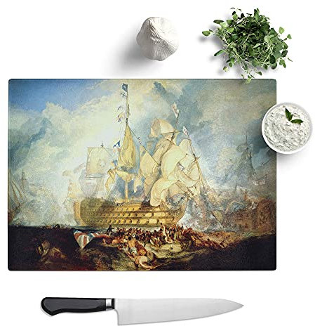 The Battle of Trafalgar by Joseph Mallord William Turner - Textured Chopping Board - Worktop Saver - Cutting Board - Heat Resistant, Shatterproof and Hygenic - 39 x 28.5 cm