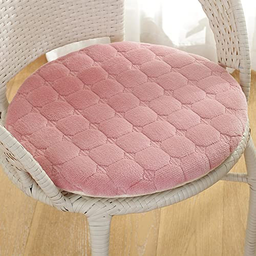 ILMF Rund Sitzkissen, Weich, rutschfest, Atmungsaktive Stuhlkissen, Abnehmbar Waschbare Sitzpolster, Stuhlauflage Dekokissen für Den Bürogarten, das Esszimmer (pink Diameter:35cm(14in))