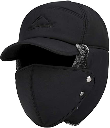Winter Trapper Hat for Men Ushanka Russian Ski Hunting Cap Baseball Hat with Earflaps Windproof Mask Balaclava Women Warm Fur Snow Hat