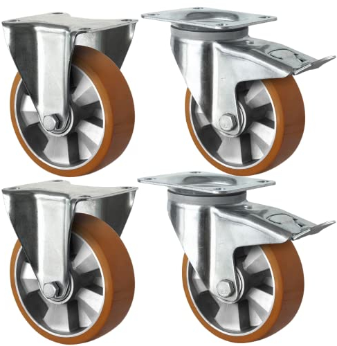 Schwerlastrollen 160 mm Set: 2 Bockrollen & 2 Lenkrollen mit Feststeller