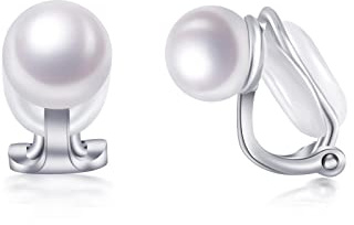 PHNIBIRD Pendientes Mujer sin orejas perforadas 925 plata de ley sin agujeros para las orejas perlas de agua dulce regalo mujeres cumpleaños