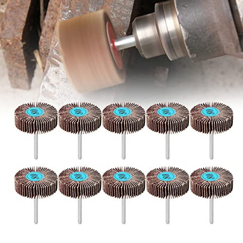 Roue à Lamelles, 10pcs ponceuse à lamelles abrasives grain 80 meuleuse électrique ponçage roue à lamelles tête de meulage outil rotatif pour enlever la rouille et le polissage