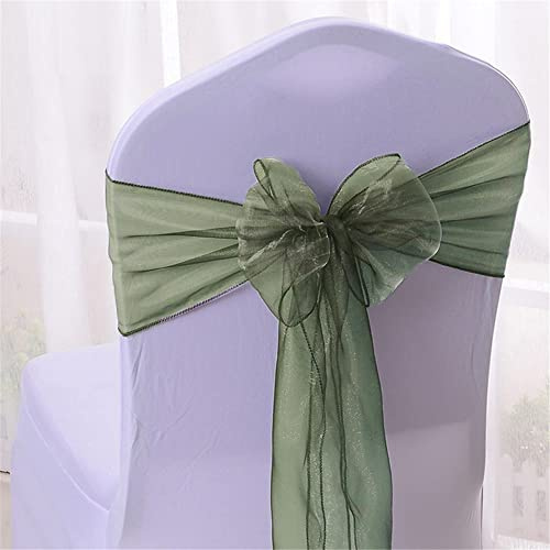 Highdi Bänder aus Organza Schleife Stuhlhusse, Stuhl Schärpe Band Schleifen Stuhlhussen für Hochzeit, Ceremonie, Party, Veranstaltung, Geburtstag Dekoration (50pc,dunkelgrün)