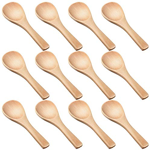 Lodokdre 30 cucchiaini in legno per piccoli cucchiaini in legno naturale mini cucchiai da degustazione condimenti cucchiai da per , , condimenti, olio, caffè, tè, (colore legno naturale)