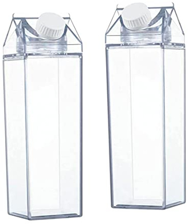 Jorzer Bouteille d'eau transparente Carton Bouteille d'eau réutilisable Plastic Transparent Juice Bottle For Outdoor Sport 2PCS 500ML