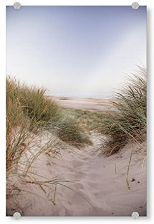 artboxONE Acrylglasbild 150x100 cm Natur Dünen am Meer Bild hinter Acrylglas - Bild Meer grün Landschaft