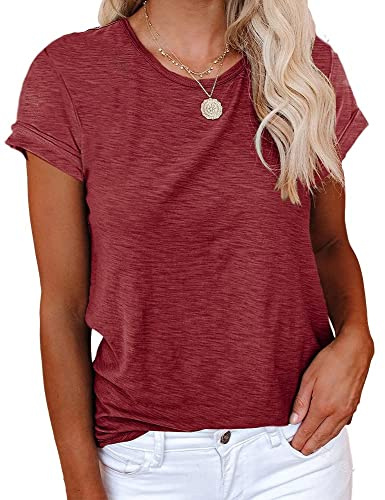 Cicy Bell - Kortärmad t-shirt för kvinnor, rund hals, ledig, sommar, lös t-shirt i bomull