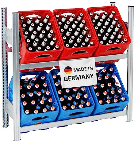 PROREGAL Getränkekistenregal Chiemsee Made in Germany | HxBxT 100x106x34cm | 6 Kisten auf 2 Ebenen | Verzinkt | Kistenregal Kastenregal Getränkekregal Kistenständer Wasserkistenregal