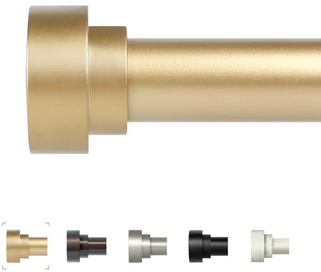 hei! dear Gold Curtain Rods 28 to 48 Inch(2.3-4FT),1 Inch Heavy Duty Curtain Rods,Adjustable Curtain Rod Set,Modern Decorative Drapery Rods,Telescoping Single Window Curtains Rods 18-45'',Brass Gold