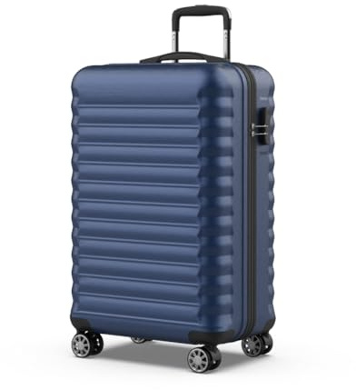 NUMADA - Maleta de Viaje Mediana 18Kg Upfly 24' ABS (63x39,5x26,8cm) con Cierre de Combinación y 4 Ruedas Dobles 360 | Resistente | Ligera | Interior Compartimentado | Azul Marino