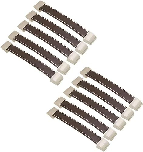 Türgriff, Schrankknöpfe, Set mit 10 hochwertigen braunen Retro-Leder-Schubladengriffen/Knöpfen/Griffen/für Aktenkoffer, Koffer, Weinschrank, Holzkiste, Kleiderschrank, Schuhkarton, Möbelbeschläge (CC: