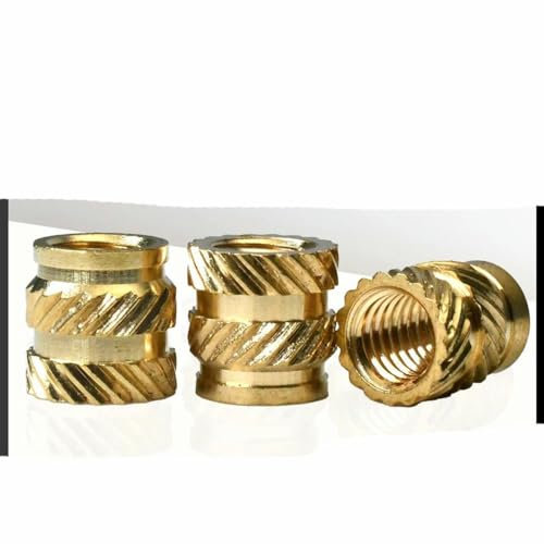 Dado con inserto in ottone M1 M1.4 M1.6 M2 M2.5 M3 M4 M5 M6 M8 Dadi con filettatura zigrinata Hot Melt Stampaggio a iniezione di calore Dado in rame incorporato-M4 (OD 5,5 mm) 25 pezzi-Lunghezza 10