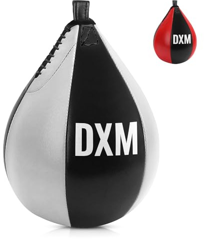 DXM SPORTS Boxing Speed Bag Boxing Ball - Kickboxing Workout Punching MMA Muay Thai Training Exercise Speedball (Black & White, 11.5)