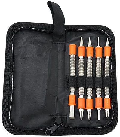 PEKKA Ensemble de Travail en Métal de 5 Pièces, Ensemble de Pose de Clous Combiné à Double Tête, Poinçon Central à Double Tête et Ensemble de Poinçons pour Enlever les Goupilles de Charnière Durables