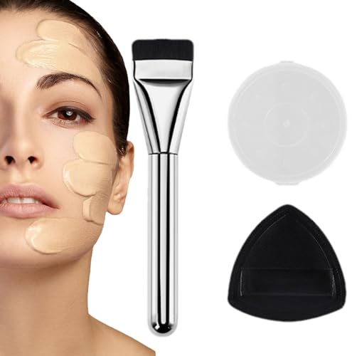 Pennello di bellezza – Puff Strong Fluidity Thin Brushes, set di pennelli per trucco, pennelli per fondotinta, pennello per fondotinta ultra sottile con testa piatta, forte fluidità e spugne, pennello