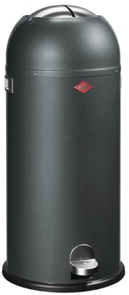 WESCO Kickmaster Maxi Abfallsammler in der Farbe graphit, pulverbeschichtetes Stahlblech, eingebauter Dämpfer, 40 Liter Volumen, großer Einwurf