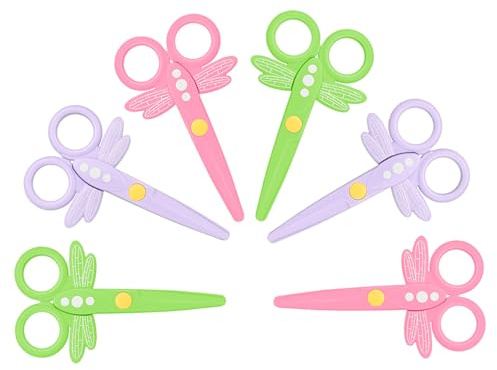 Frepxzlk Forbici per bambini, 6 pezzi per artigianato per bambini, forbici per bordi di carta artistica, colorate e vari disegni, più sicure da usare per i bambini