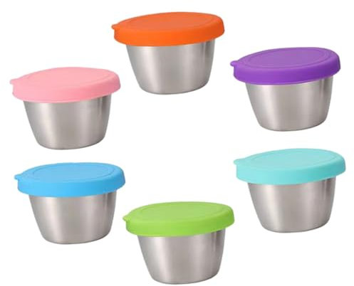 PHENOFICE 6pezzi Ciotole Per Salsa Con Coperchio Contenitori Per Condimenti Per Insalata Piccole Ciotole Per Intingere Tazze Per Salsa Di Soia Piatti Per Condimenti